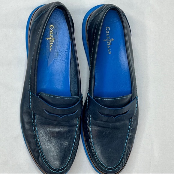 Cole Haan Shoes | Cole Haan Navy Blue Lunargrand Penny Loafers Size 9b | Color: Blue | Size: 9 | Mybuddycharlie's Closet
